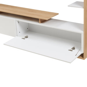 Meuble TV Rauki avec étagères latérales 233 x 31 x 140,5 cm [en.casa]