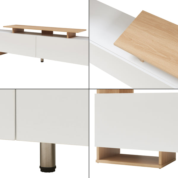 Meuble TV Rauki avec étagères latérales 233 x 31 x 140,5 cm [en.casa]