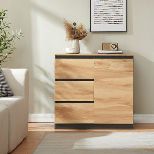 Buffet Kyr chêne rustique / noir [en.casa]
