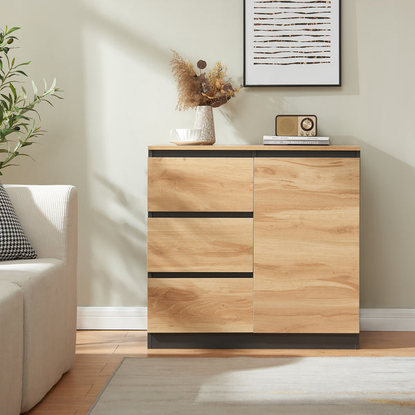 Buffet Kyr chêne rustique / noir [en.casa]