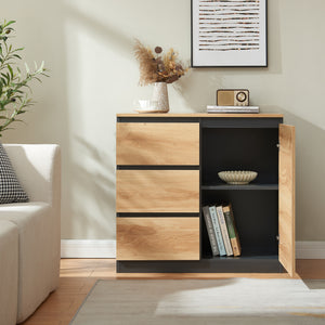 Buffet Kyr chêne rustique / noir [en.casa]