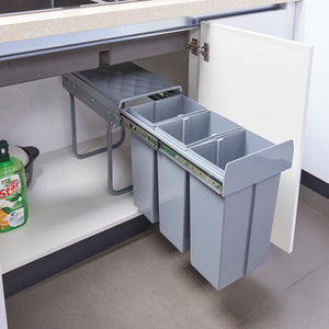 Poubelle encastrable Froland 2/3 compartiments gris diff. versions [en.casa] - premiumXL