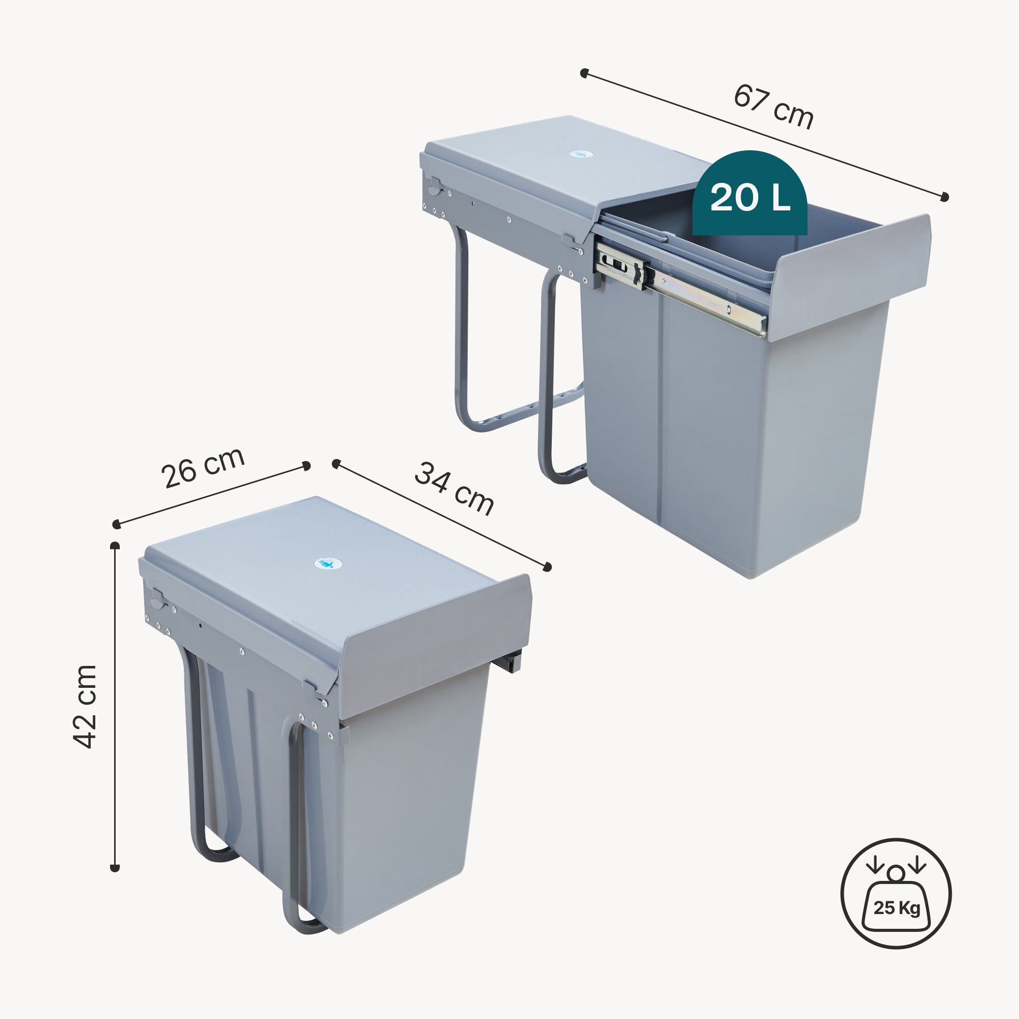 Froadp Poubelle de cuisine encastrable extensible - 2 compartiments - Système de tri sélectif - Extension complète avec rails télescopiques - 48 x 26 x 41,8 cm - 1 x 20 l + 1 x 10 l Froadp Poubelle de cuisine encastrable extensible - 2 compartiments - Système de tri sélectif - Extension complète avec rails télescopiques - 48 x 26 x 41,8 cm - 1 x 20 l + 1 x 10 l