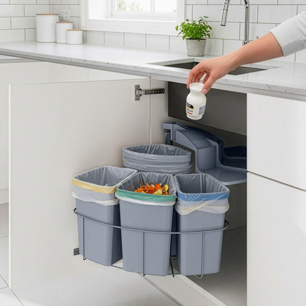 Poubelle encastrable Kollby gris [en.casa]
