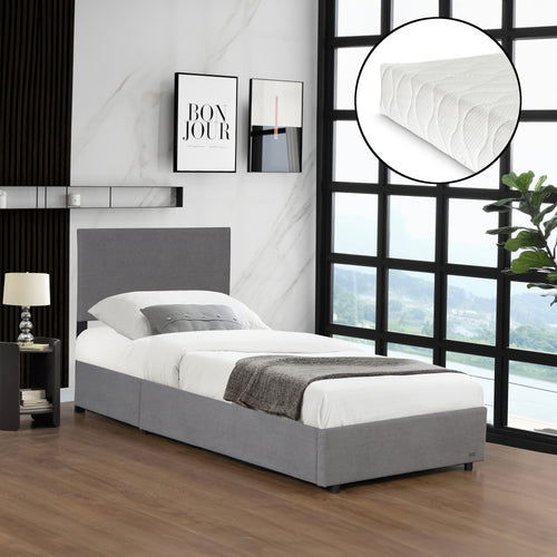 Lit capitonné Juva avec matelas à mousse froid 
