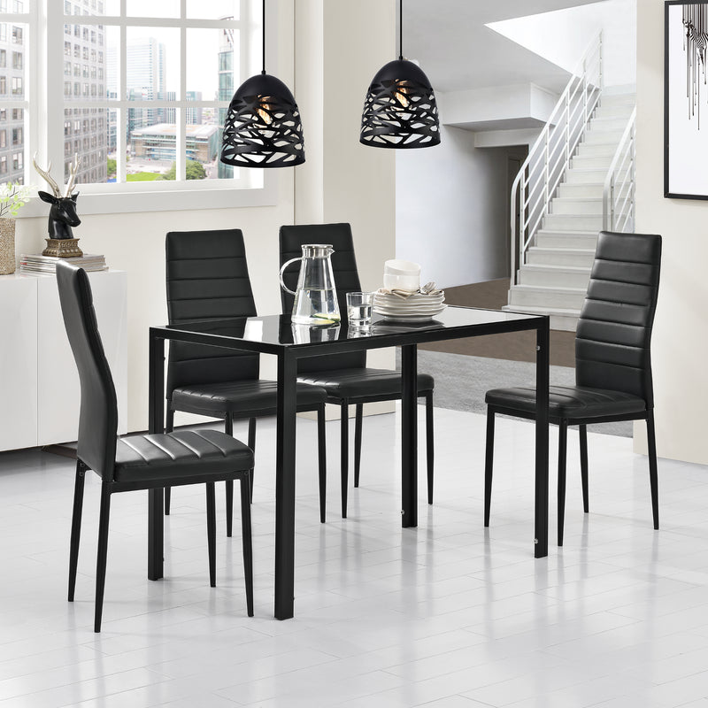 Croquis coté Table à manger avec 4 chaises Bergen Couleurs différentes [en.casa] 