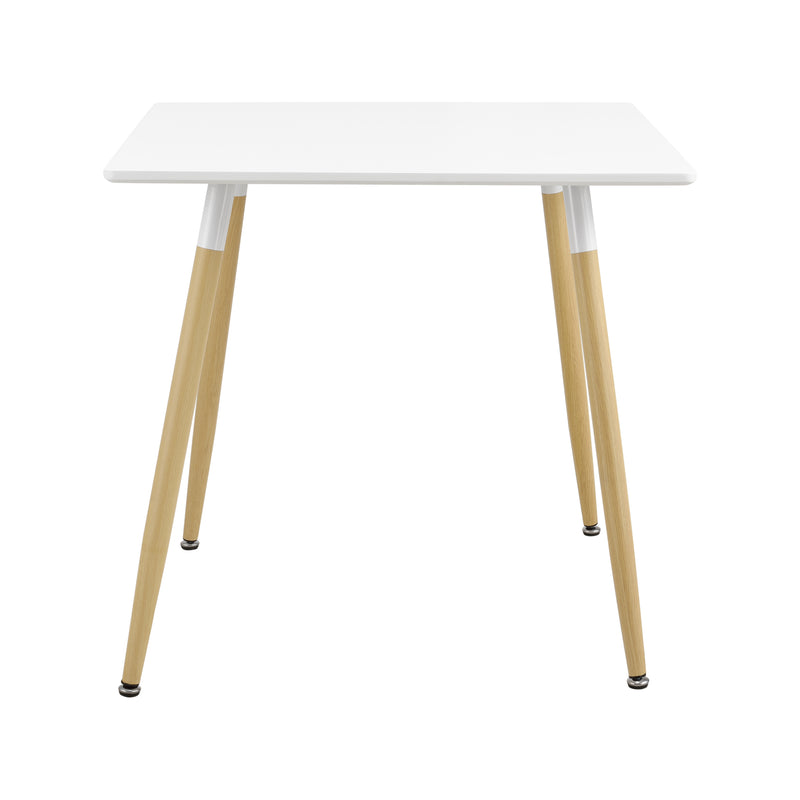 Croquis coté [en.casa] Table à Manger Table de Salle à Manger Table de Cuisine Bureau Carré/Arrondi MDF Laqué et Acier Blanc Mat et Hêtre 80 x 80 x 74cm