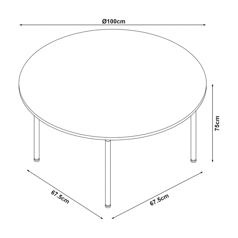 Croquis coté Table de salle à manger Hemnes MDF acier effet chêne noir [en.casa]