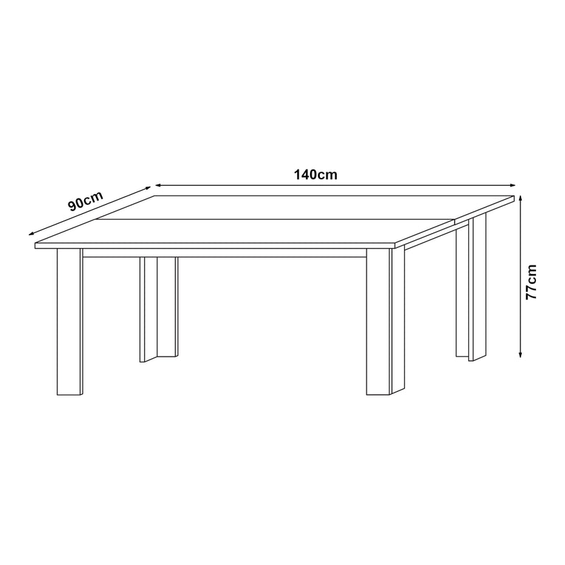 Croquis coté Table de Salle à Manger Nora pour 6 Personnes Plusieurs Couleurs 140 x 90cm [en.casa]