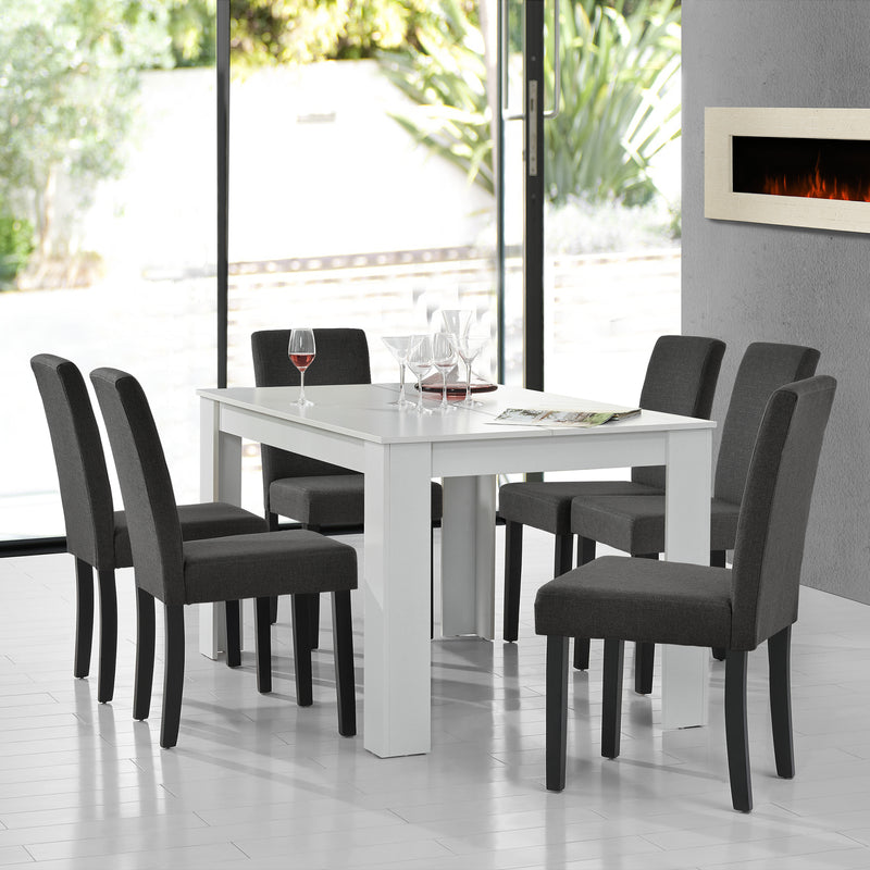 Croquis coté Table de salle à manger avec 6 chaises Kramfors couleurs différentes [en.casa] 