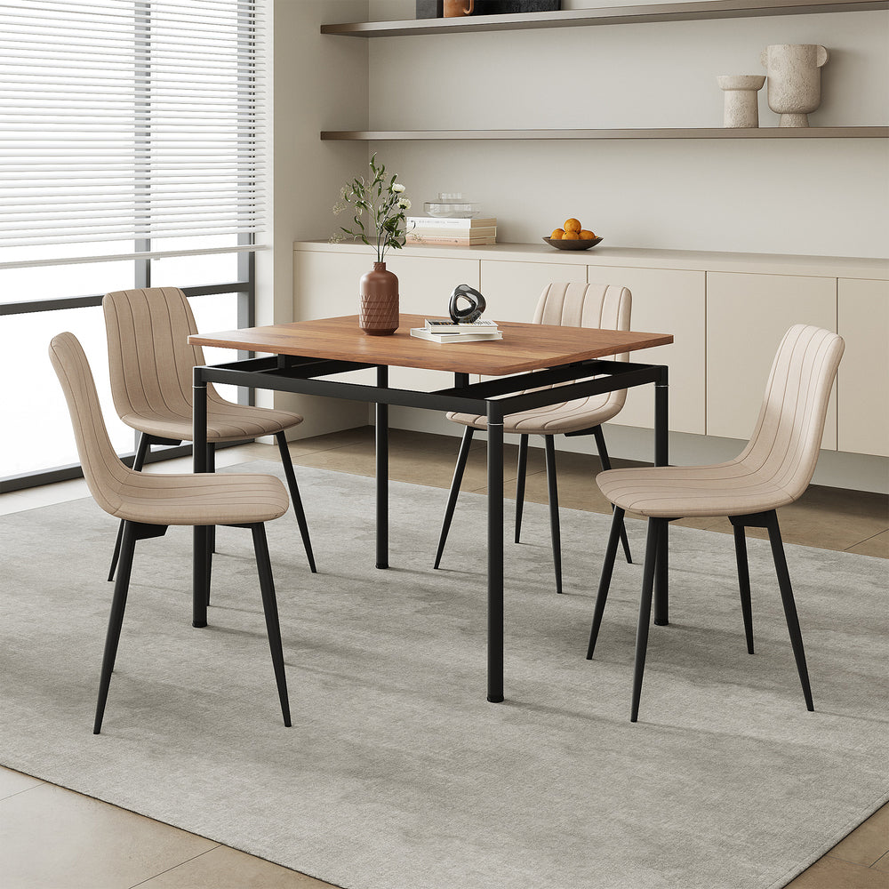 Ensemble de salle à manger Hemnes pour 4 personnes effet chêne / marron clair [en.casa] 
