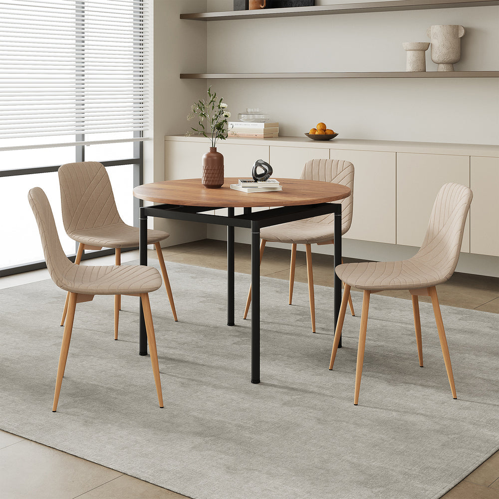Ensemble de salle à manger Hemnes pour 4 personnes avec table ronde marron clair [en.casa] 