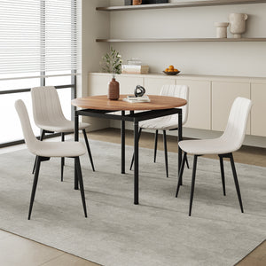 Ensemble salle à manger Hemnes 5 pièces aspect chêne/beige [en.casa] - premiumXL
