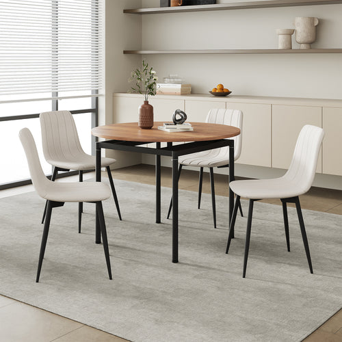 Ensemble salle à manger Hemnes 5 pièces aspect chêne/beige [en.casa] - premiumXL