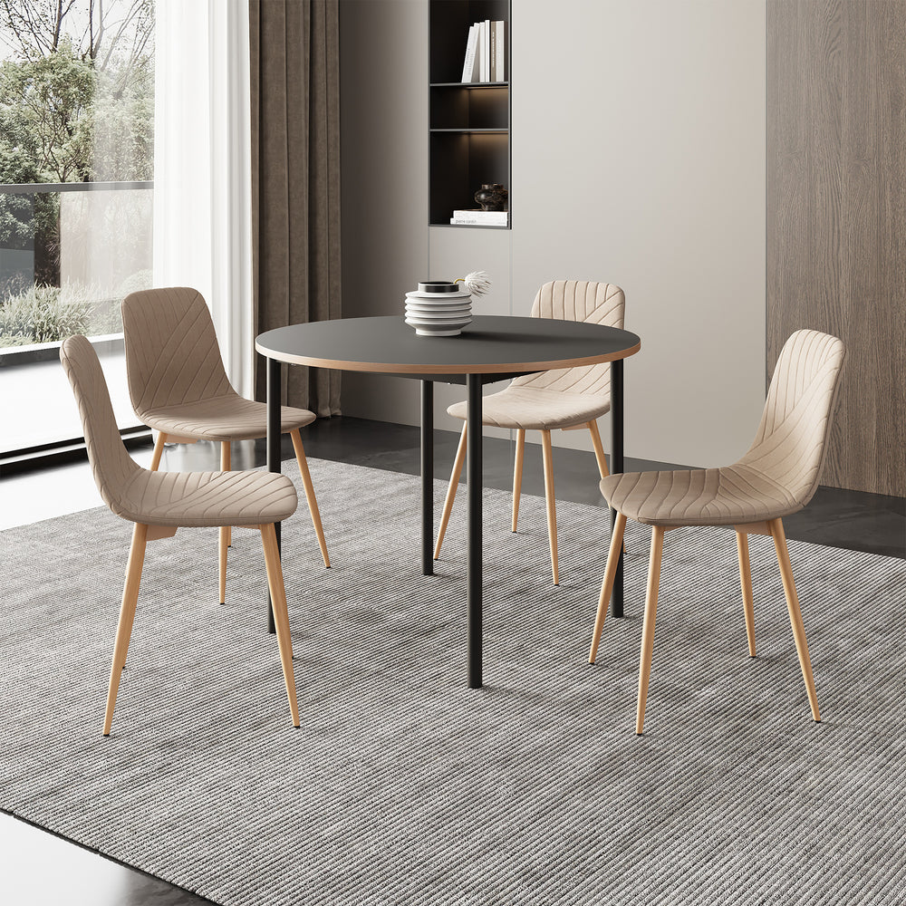 Ensemble de salle à manger Lindesberg pour 4 personnes avec table ronde marron clair [en.casa] 