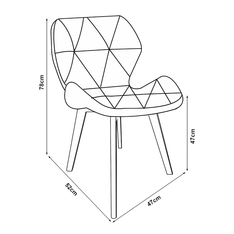 Croquis coté Lot de 2 chaises de salle à manger Älmhult 78 x 47 x 52 cm [en.casa]