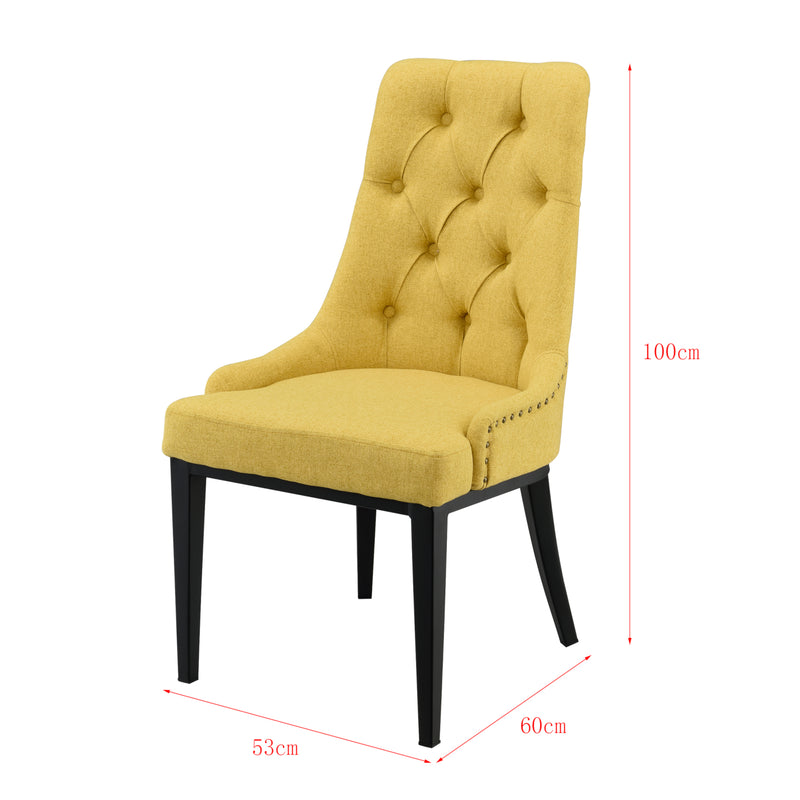 Croquis coté Chaise de Salle à Manger Chester Motif Chesterfield 100x53x60 cm plusieurs couleurs [en.casa]