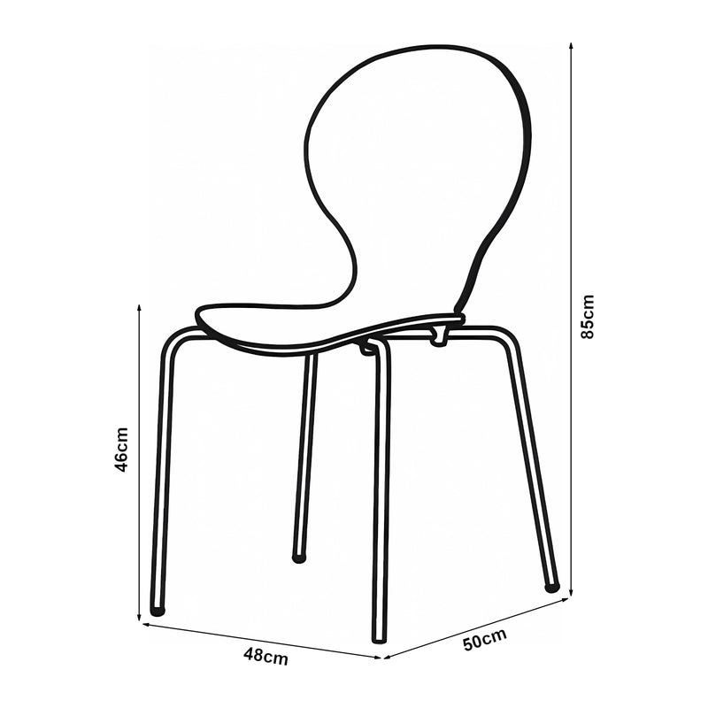 Croquis coté Lot de 4 chaises de salle à manger Etne [en.casa]
