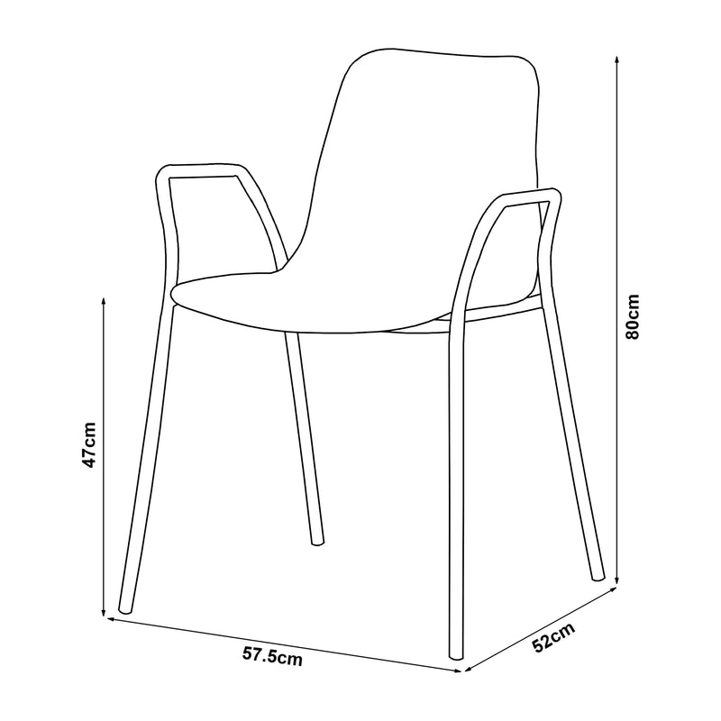 Croquis coté Chaise de salle à manger Kankaanpää 80 x 58 x 52 cm [en.casa]
