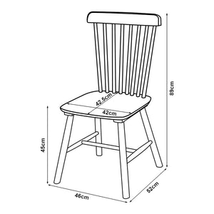 Lot de 2 chaises de salle à manger Karmoy bois d'hévéa 89 x 46 x 52 cm [en.casa]