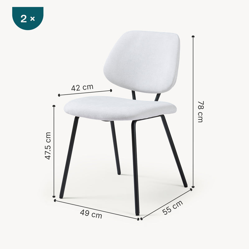 Croquis coté Lot de chaises de salle à manger Köma [en.casa] 