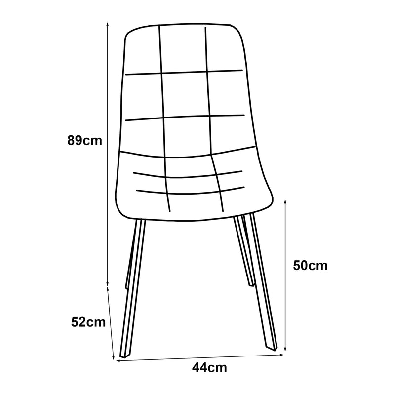 Croquis coté Lot de 2 chaises de salle à manger Lexnitz 89 x 44 x 52 cm [en.casa]