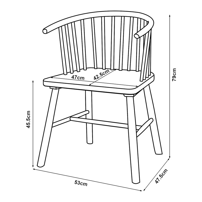 Croquis coté Lot de 2 chaises de salle à manger Stami [en.casa] 