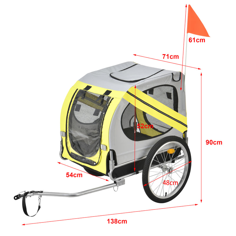 Croquis coté Remorque Vélo pour Chien Capacité 26 kg 138 x 71 x 90 cm Gris Noir [pro.tec]