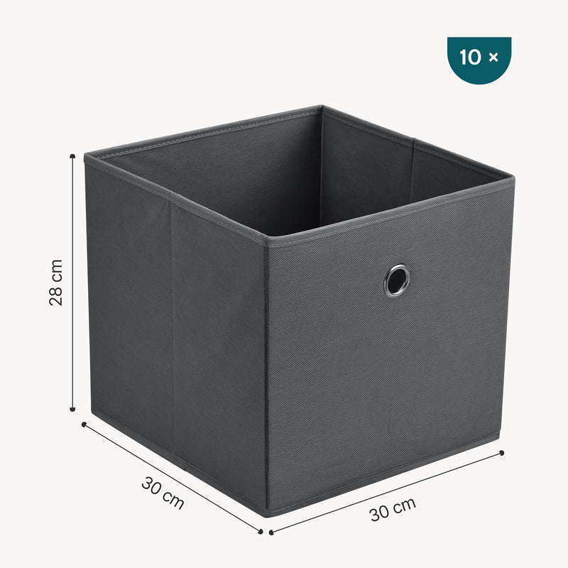 Croquis coté Set de 10 Boîtes de Rangement Textile Non Tissé 28 x 30 x 30 cm [en.casa]