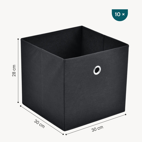 Boîte pliante lot de 10 30x30x28 cm en tissu non tissé différentes couleurs en.casa