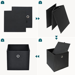 Boîte pliante lot de 10 30x30x28 cm en tissu non tissé différentes couleurs en.casa