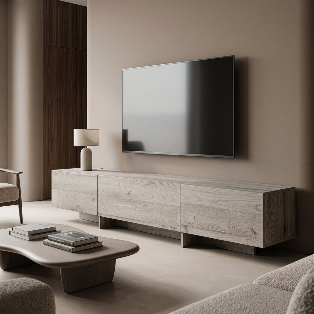 Meuble TV Kapipimso 194 x 31 x 37 cm effet chêne gris [en.casa]