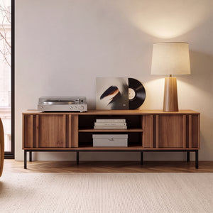 Meuble TV Kilmandar 160x40x49 cm aspect noyer [en.casa]