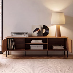 Meuble TV Kilmandar 160x40x49 cm aspect noyer [en.casa]