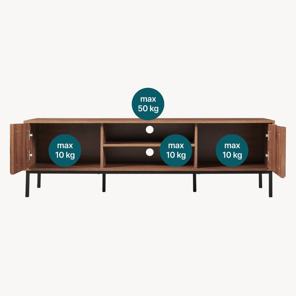 Meuble TV Kilmandar 160x40x49 cm aspect noyer [en.casa]