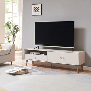 Meuble TV Hallevil 150x39x45 cm Blanc [en.casa] - premiumXL