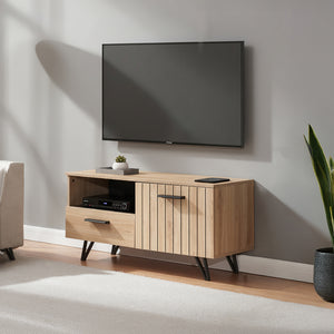Meuble TV Noppen effet chêne noir [en.casa]