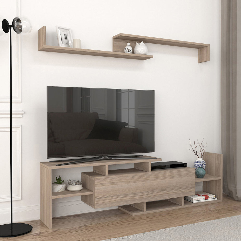 Meuble TV avec étagère murale Liksefte 153,5 x 27,5 x 42 cm [en.casa] 