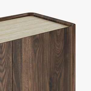 Meuble TV Trorlon 160 x 40 x 55 cm effet noyer travertin [en.casa]