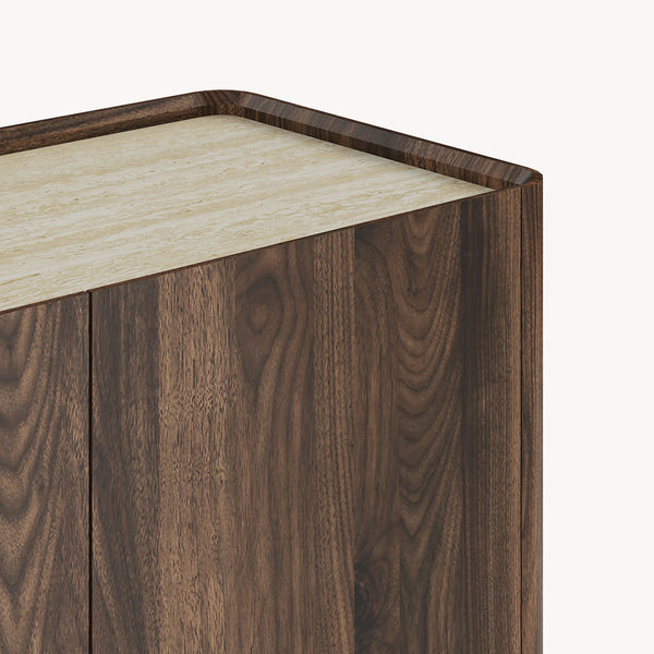 Meuble TV Trorlon 160 x 40 x 55 cm effet noyer travertin [en.casa]