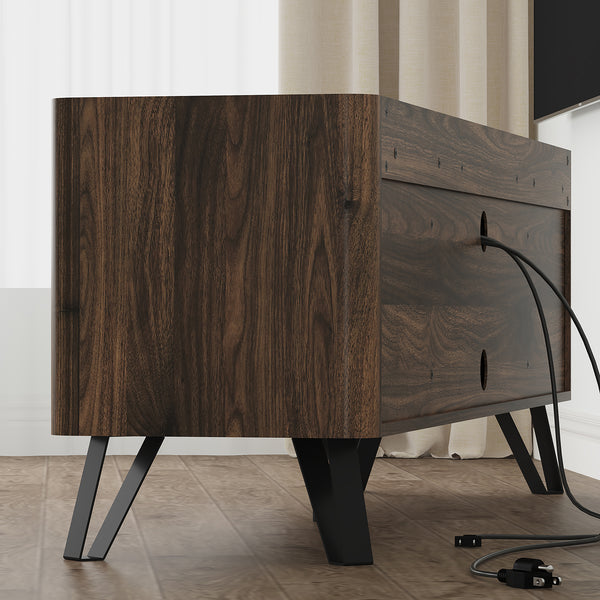 Meuble TV Trorlon 160 x 40 x 55 cm effet noyer travertin [en.casa]