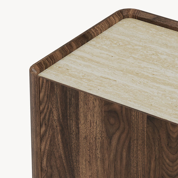 Meuble TV Trorlon 160 x 40 x 55 cm effet noyer travertin [en.casa]