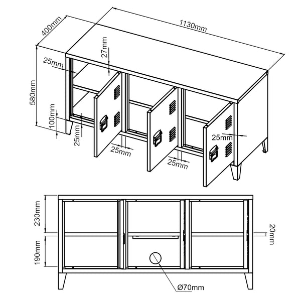 Meuble TV Kotka 58 x 113 x 40 cm [en.casa]
