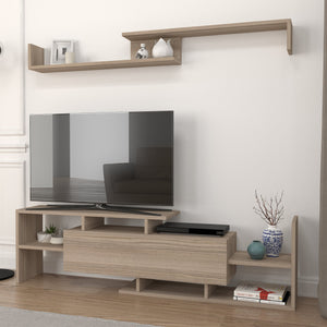 Meuble TV avec étagère murale Liksefte 153,5 x 27,5 x 42 cm [en.casa] 