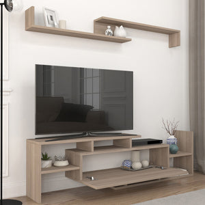 Meuble TV avec étagère murale Liksefte 153,5 x 27,5 x 42 cm [en.casa] 