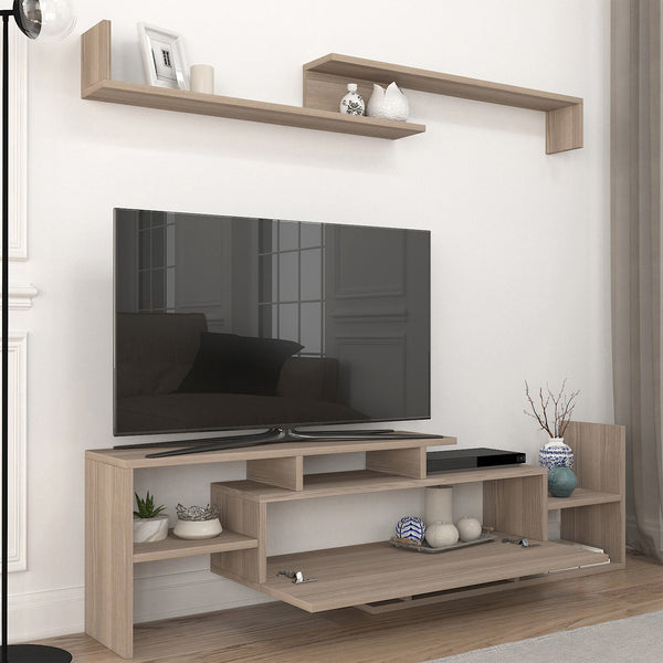 Meuble TV avec étagère murale Liksefte 153,5 x 27,5 x 42 cm [en.casa] 