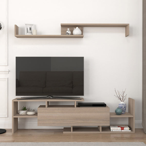 Meuble TV avec étagère murale Liksefte 153,5 x 27,5 x 42 cm [en.casa] 
