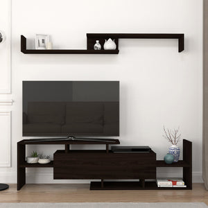 Meuble TV avec étagère murale Liksefte 153,5 x 27,5 x 42 cm [en.casa] 