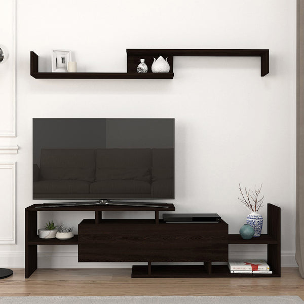 Meuble TV avec étagère murale Liksefte 153,5 x 27,5 x 42 cm [en.casa] 