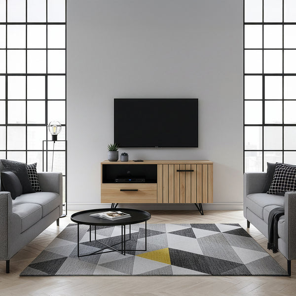 Meuble TV Noppen effet chêne noir [en.casa]